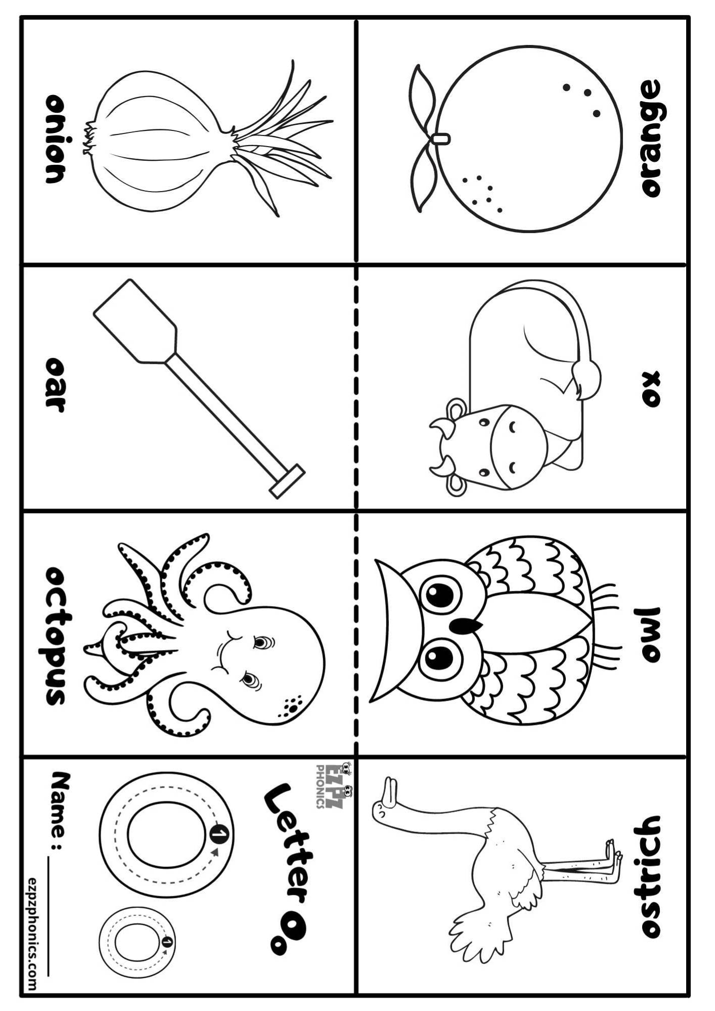 Letter O Mini Coloring Book Free Printable Pdf - Ezpzphonics for Free Printable Phonic Books
