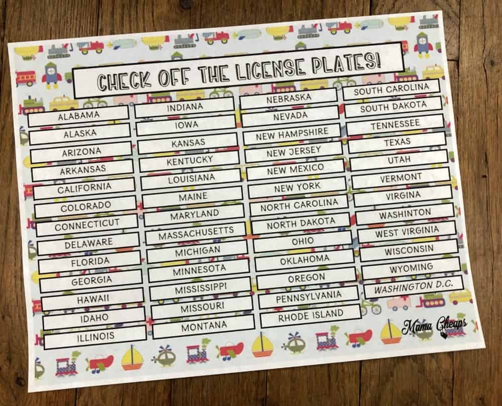 License Plate Game Free Printable Road Trip Activity - Mama Cheaps® inside License Plate Game Free Printable