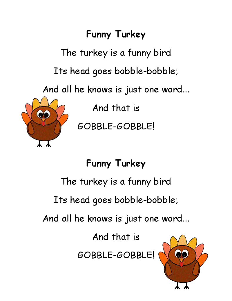 Literacy Minute: Turkey Poems For Thanksgiving pertaining to Funny Thanksgiving Turkey Poems
