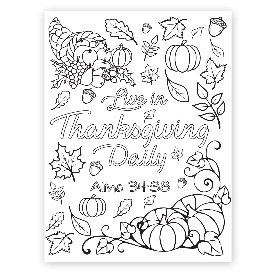 Live In Thanksgiving Daily Coloring Page - Digital Download In Lds pertaining to Thanksgiving Printable Pictures To Color