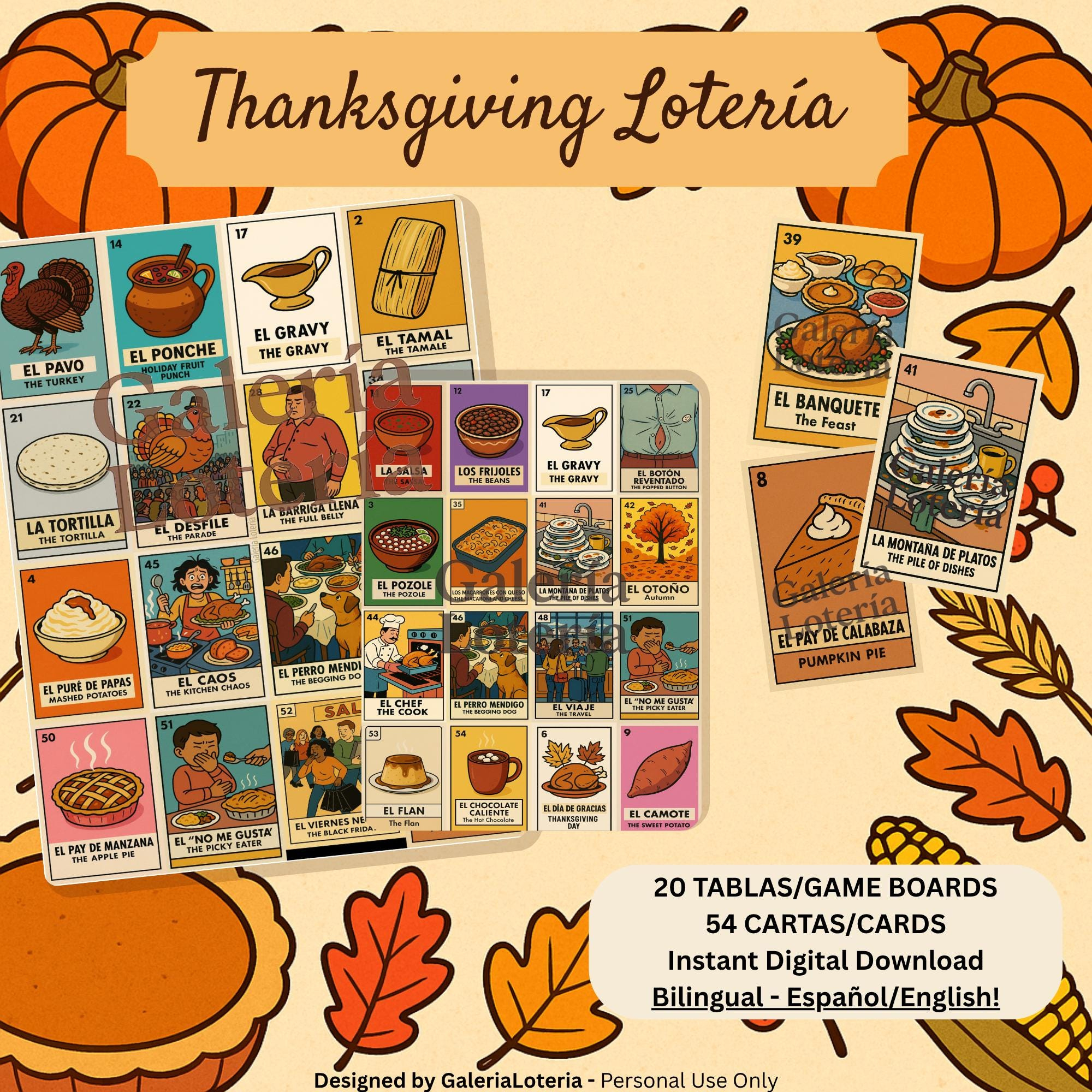 Loteria Bingo Cards - Etsy Uk with regard to Thanksgiving Bingo Printable Mes English