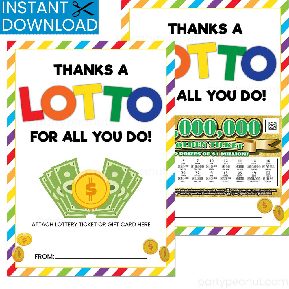 Lottery Ticket Holder Thanks A Lotto - Party Peanut regarding Thanks A Lotto For All You Do Free Printable