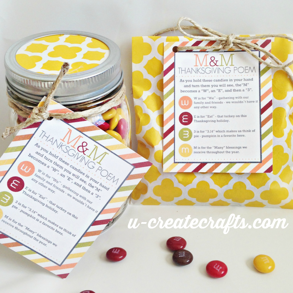 M &amp;amp; M Thanksgiving Poem Printable - U Create throughout M&amp;amp;M Thanksgiving Poem