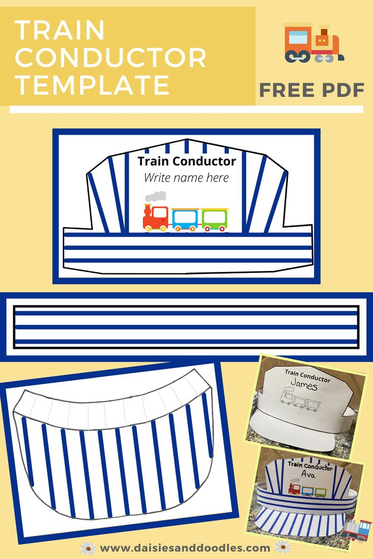 Make Your Own Train Conductor Hat inside Free Printable Train Conductor Hat Template