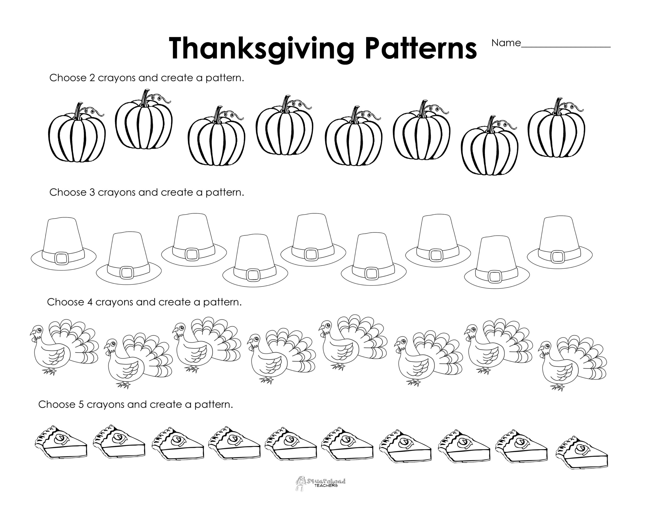 Making Patterns: Thanksgiving Style (Free Worksheet!) | Squarehead with regard to Free Printable Thanksgiving Patterns