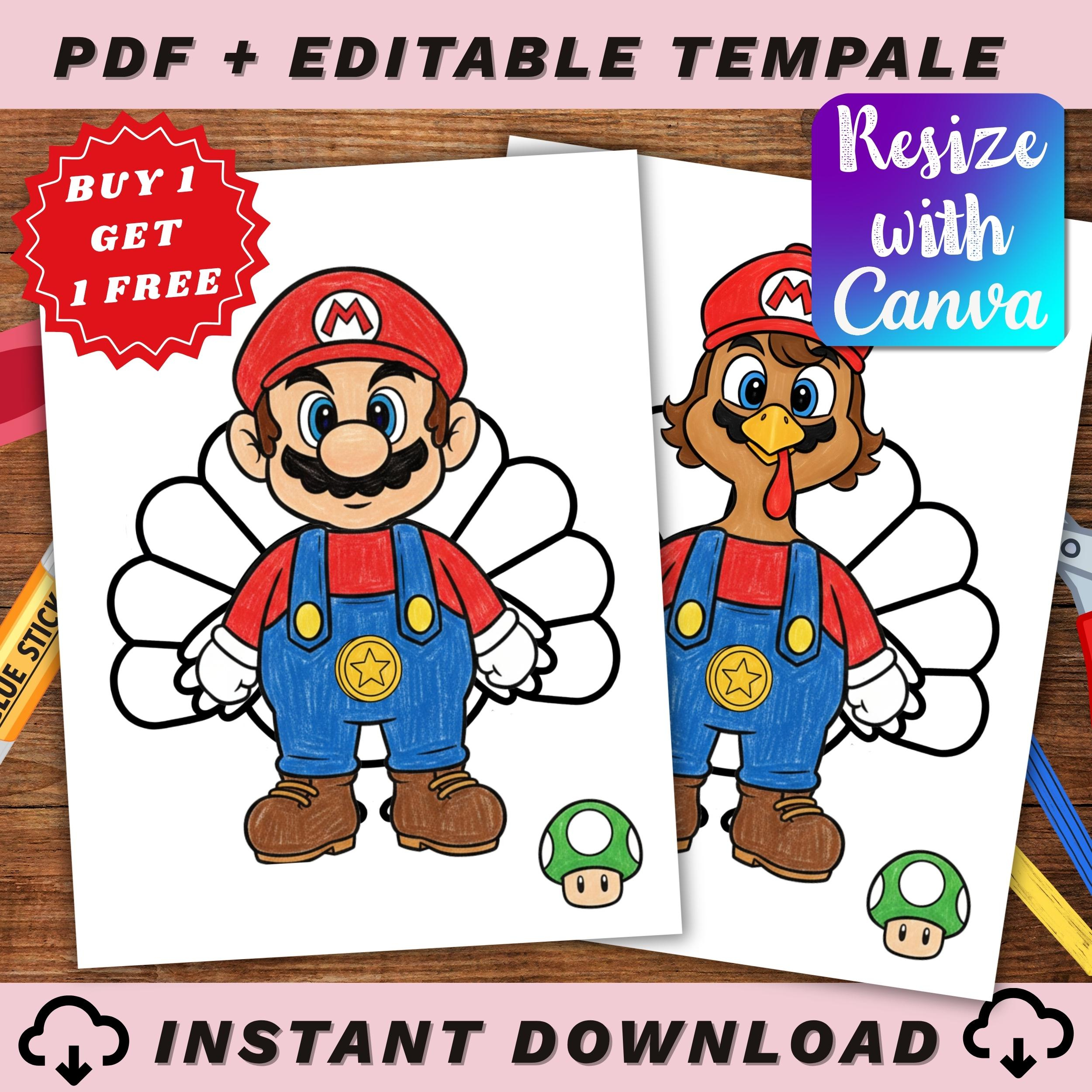Mario Turkey Disguise - Etsy inside Mario Turkey Disguise Printable