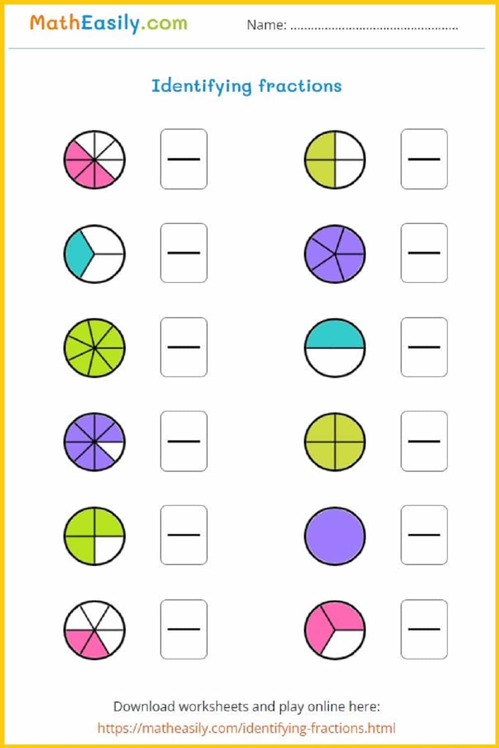 Math Fractions Worksheets Pdf | Free Download in Printable Fractions Worksheet