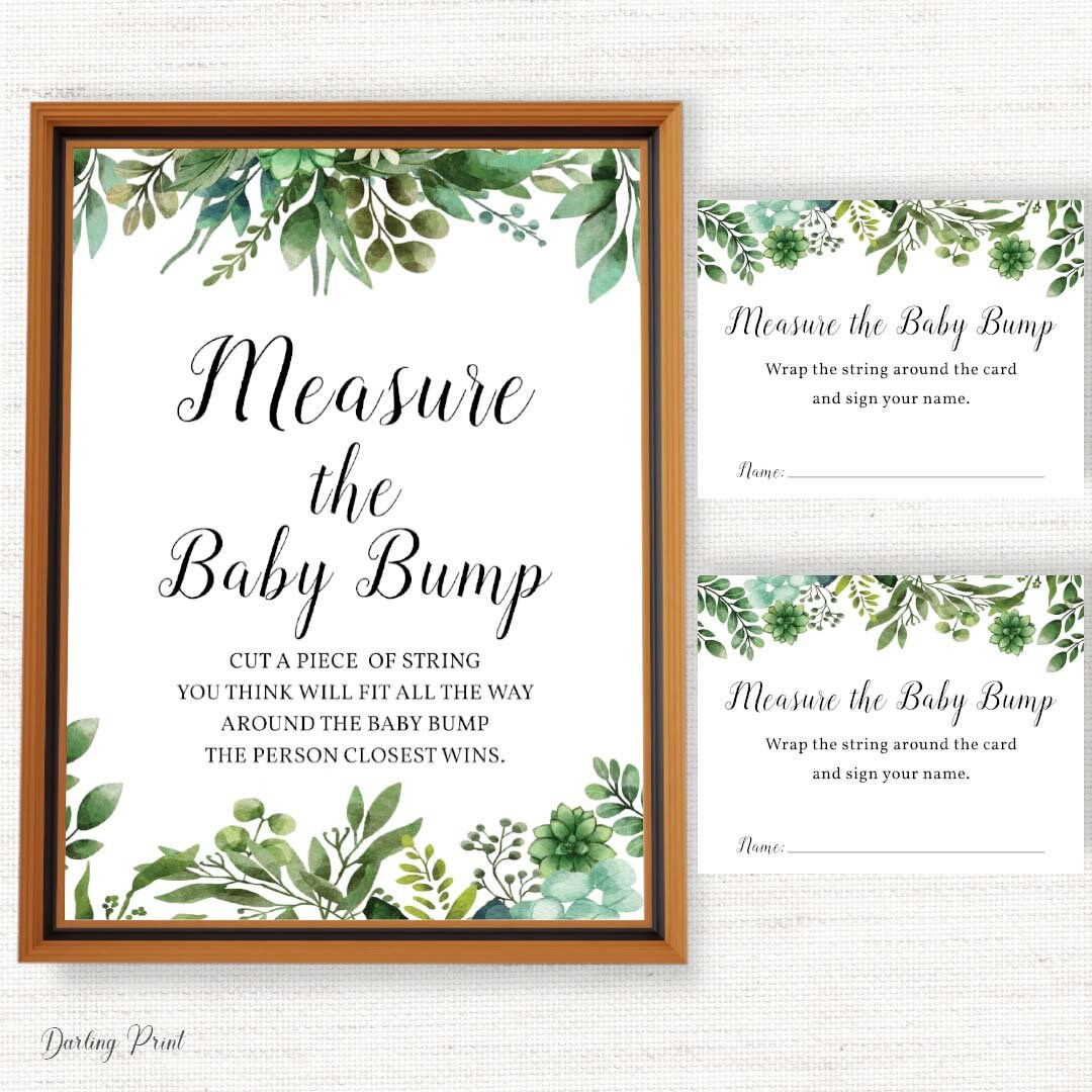Measure Mommy&amp;#039;S Belly Game, How Big Is Mommy&amp;#039;S Belly, Eucalyptus with Measure Mommy&amp;amp;#039;s Belly Free Printable