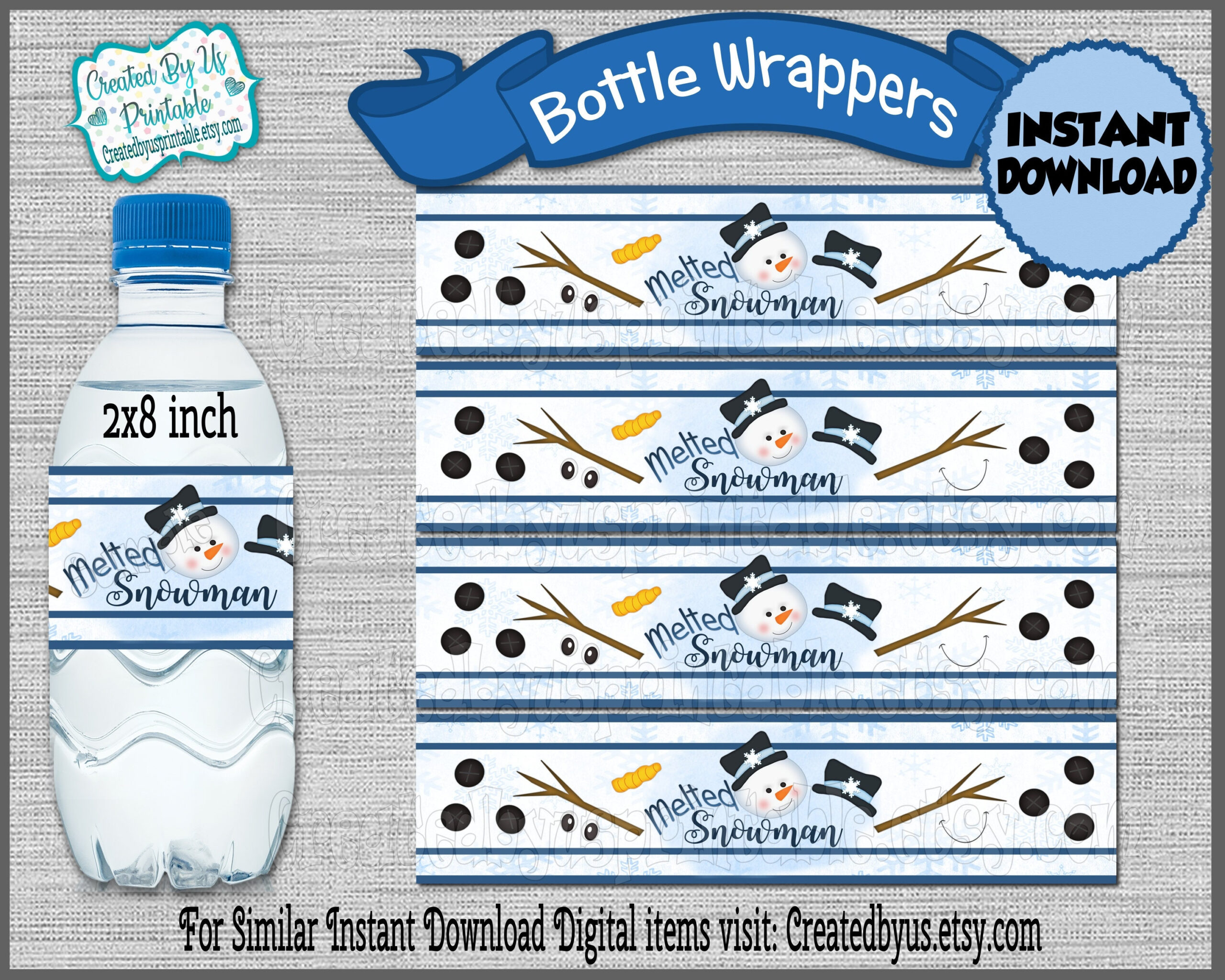 Melted Snowman Water Bottle Wrappers Christmas Party Favors within Free Printable Melted Snowman Water Bottle Labels