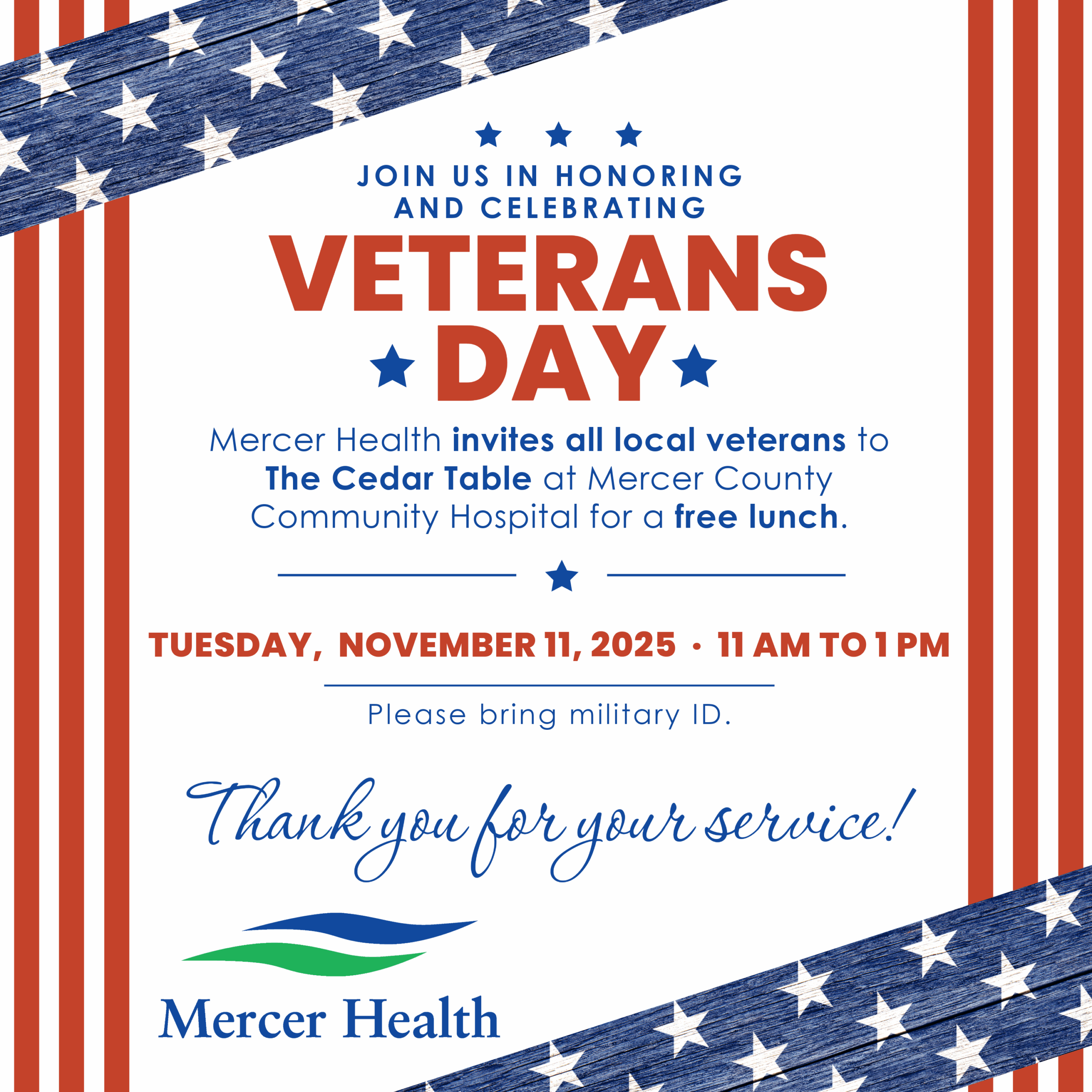 Mercer Health Honors Local Veterans With Complimentary Lunch with regard to Veterans Day 2025 Free Meals Printable