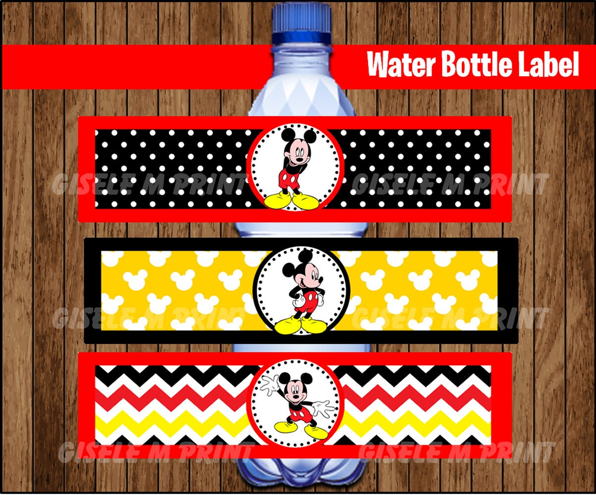 Mickey Mouse Water Bottle Label, Printable Mickey Mouse Water intended for Mickey Mouse Water Bottle Labels Free Printable