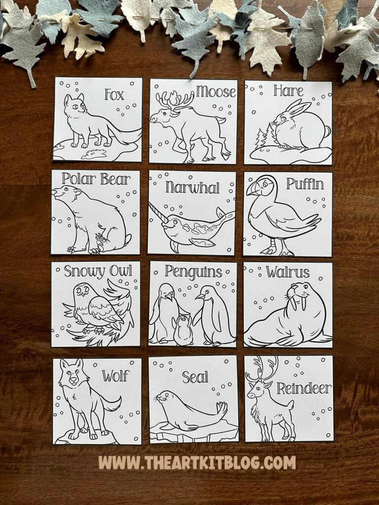 Mini Arctic Animals Coloring Page Free Printables - The Art Kit inside Arctic Animals Printable Book