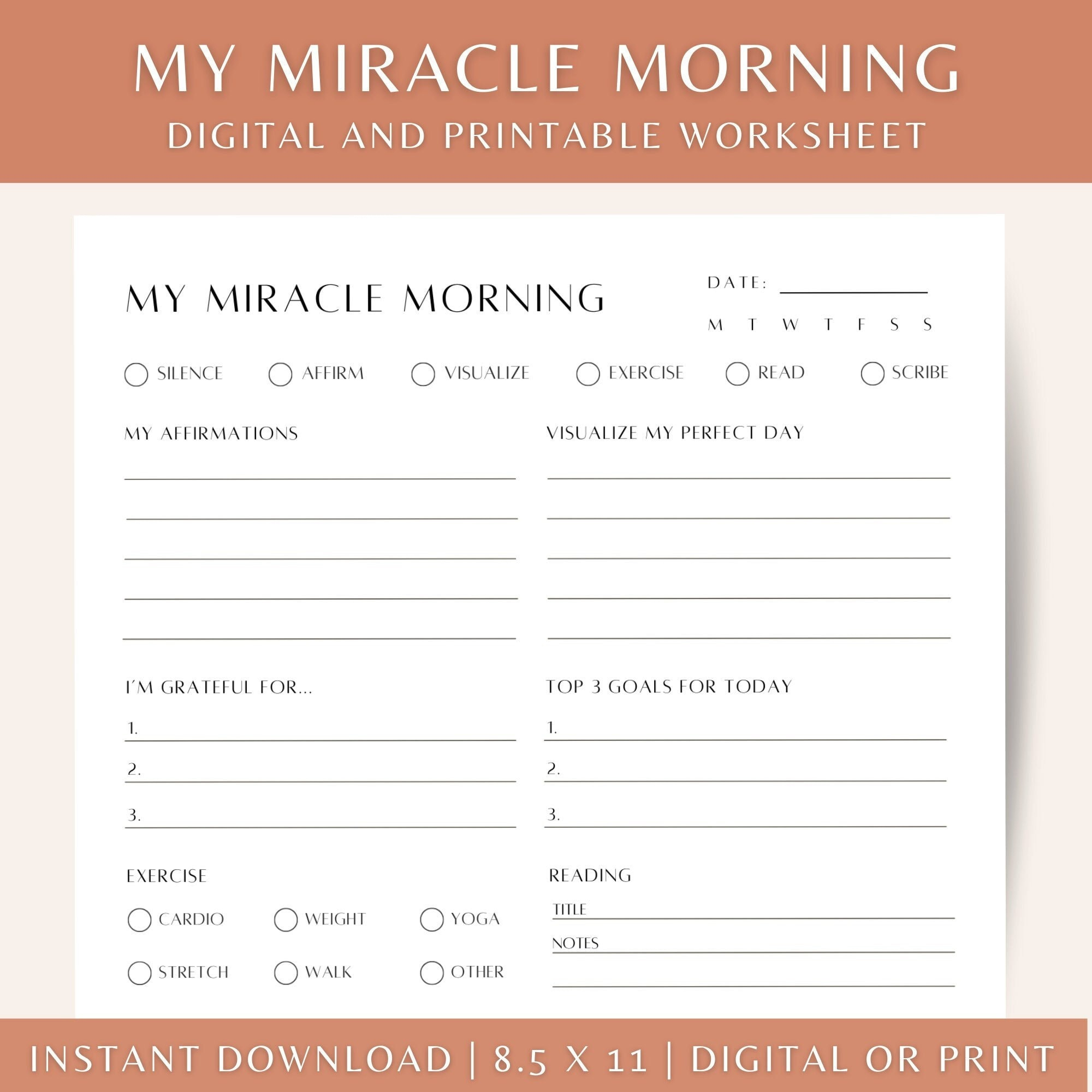 Miracle Morning Journal Printable: Savers Habit Tracker (Pdf inside Miracle Morning Savers Printable