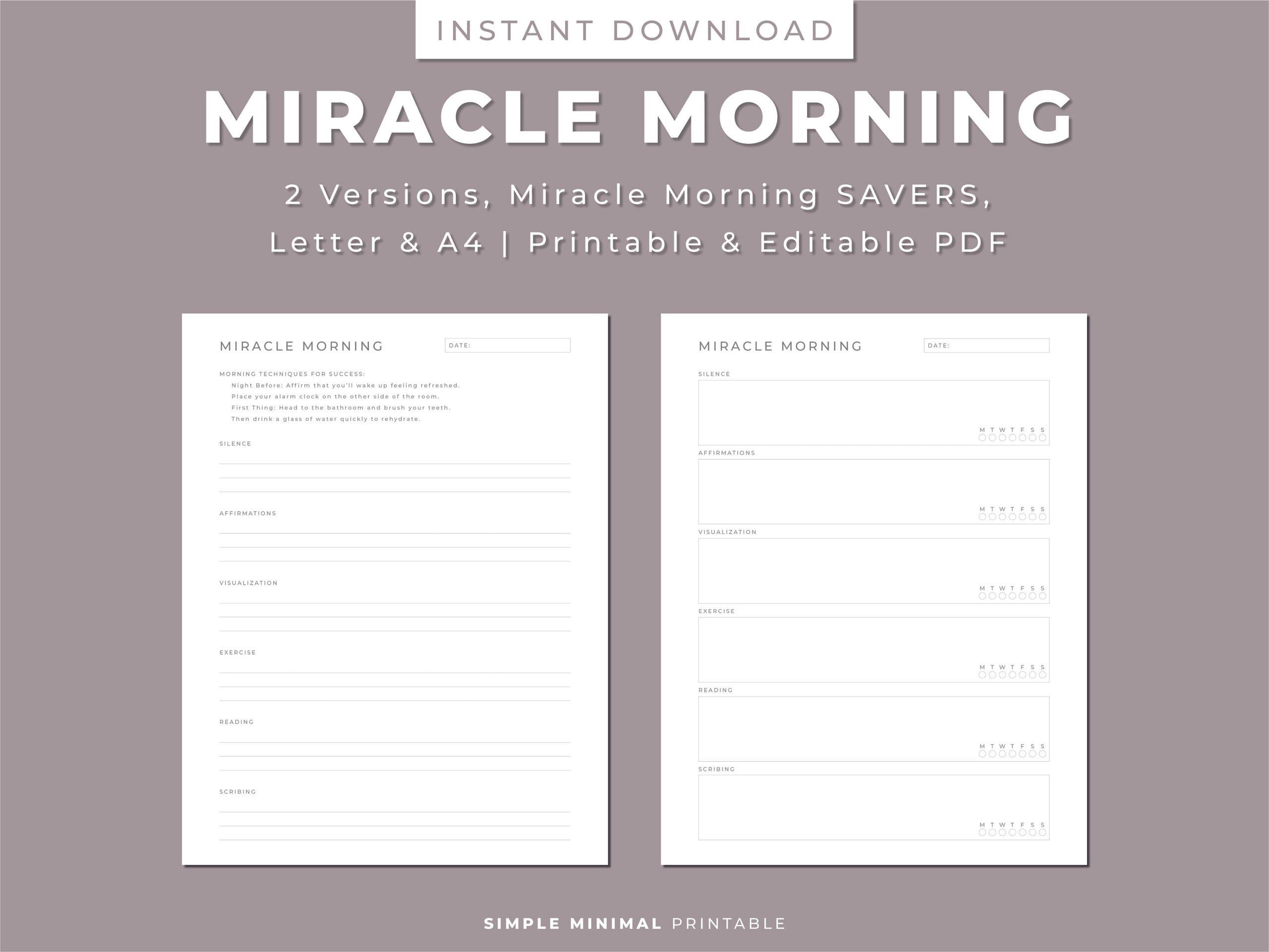 Miracle Morning Savers Kalender Zum Ausdrucken: Habit Tracker for Miracle Morning Savers Printable