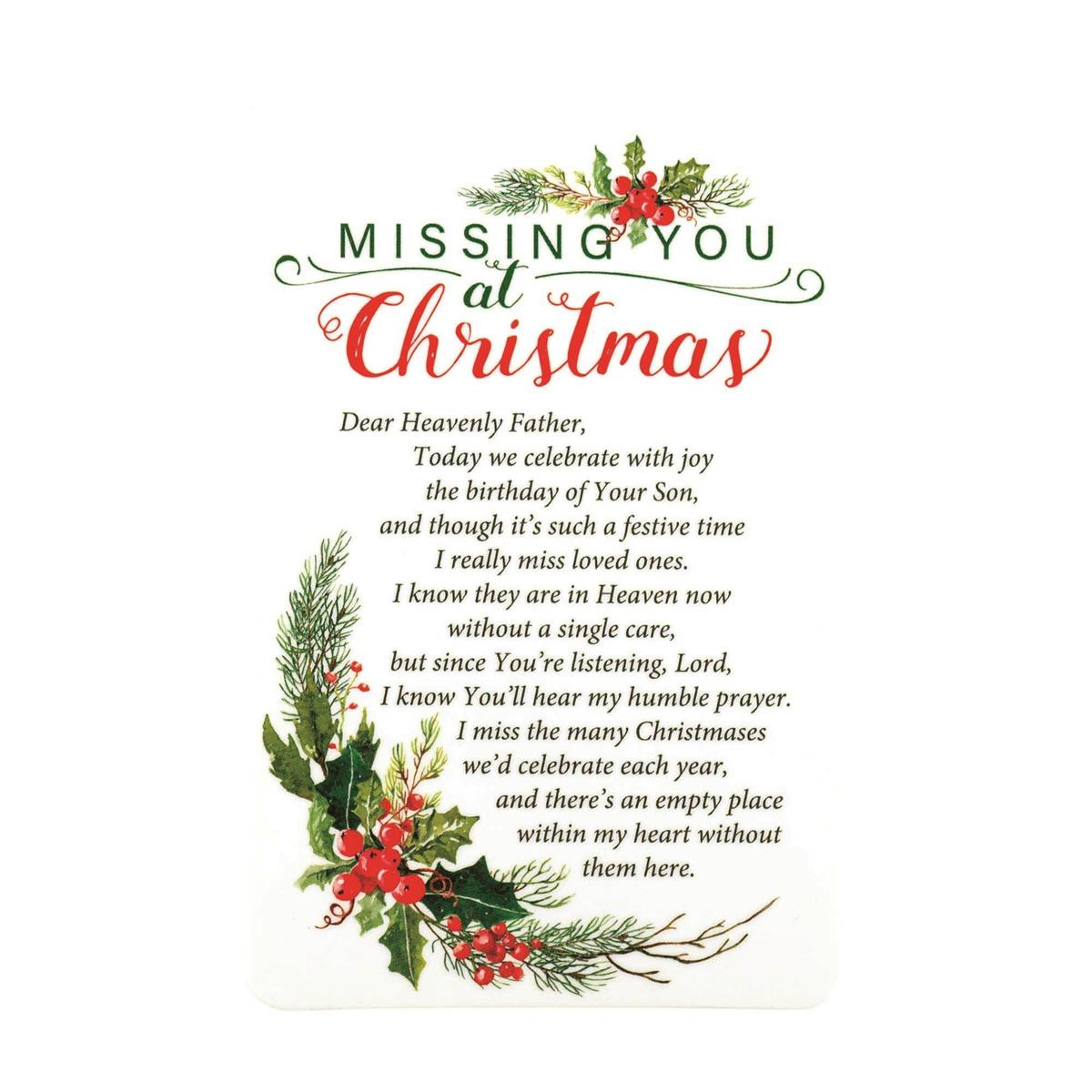 Missing You At Christmas Prayer Card pertaining to Missing You Thanksgiving In Heaven Poem