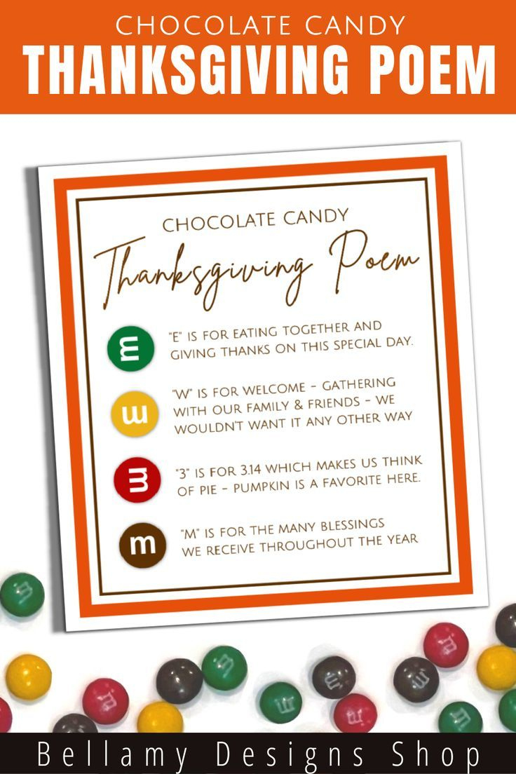 M&amp;amp;M Chocolate Candy Thanksgiving Poem throughout M&amp;amp;M Thanksgiving Poem