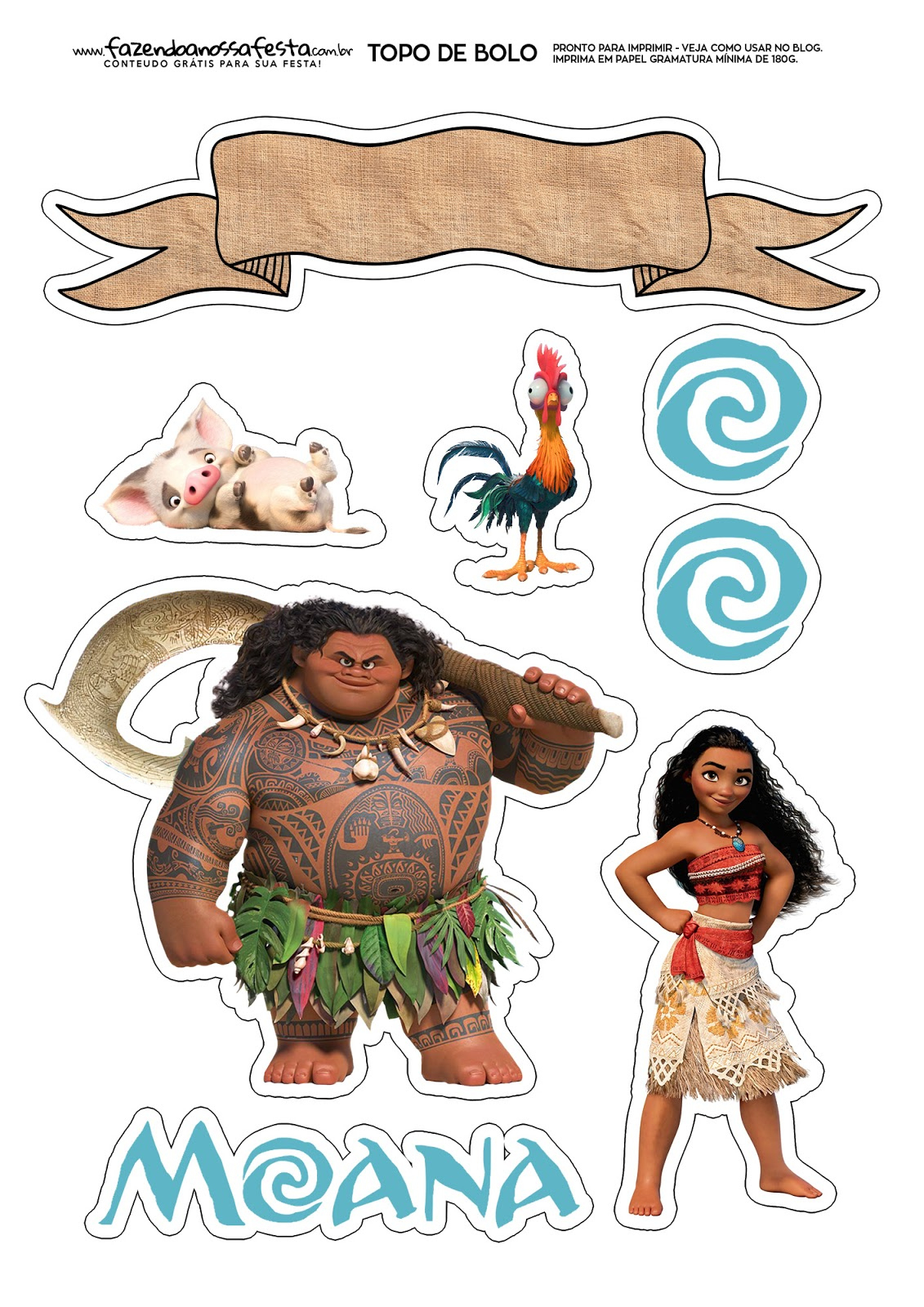Moana: Free Printable Cake Toppers. - Oh My Fiesta! In English regarding Moana Printable Cake Topper