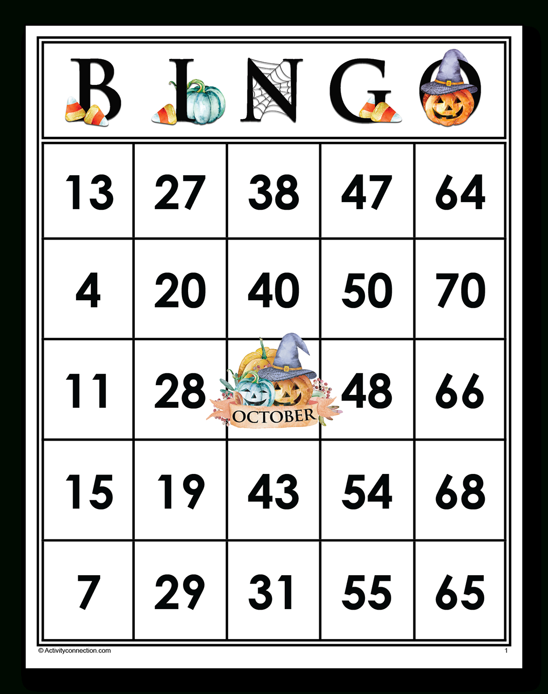 Month Of October Bingo Cards (Printable) - Activity Connection regarding Bingo Cards To Print For Free With Numbers