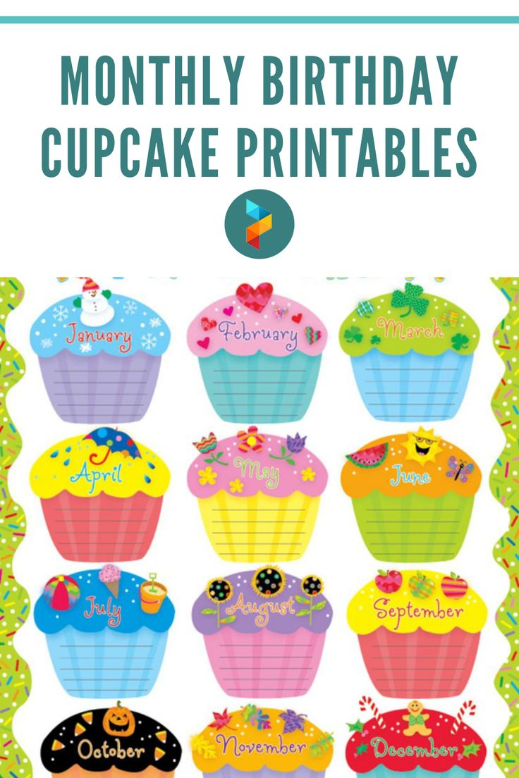 Monthly Birthday Cupcake - 10 Free Pdf Printables | Printablee in Free Printable Birthday Cupcakes For Classroom Display
