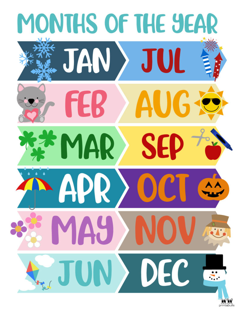 Months Of The Year Worksheets &amp;amp;Amp; Printables | Printabulls within Free Printable Months of the Year Chart