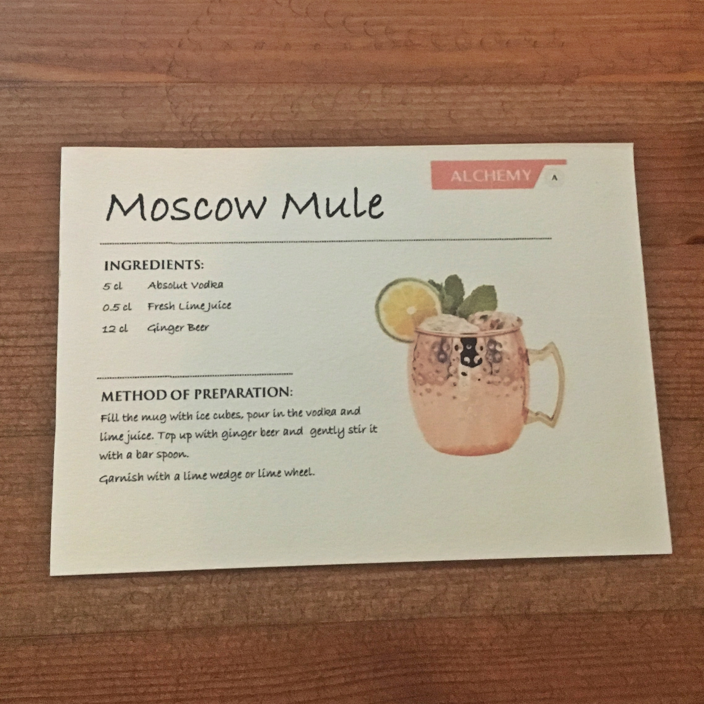 Moscow Mule Recipe Card - Alchemy Bar School - Bar Consulting in Free Printable Moscow Mule Recipe Card