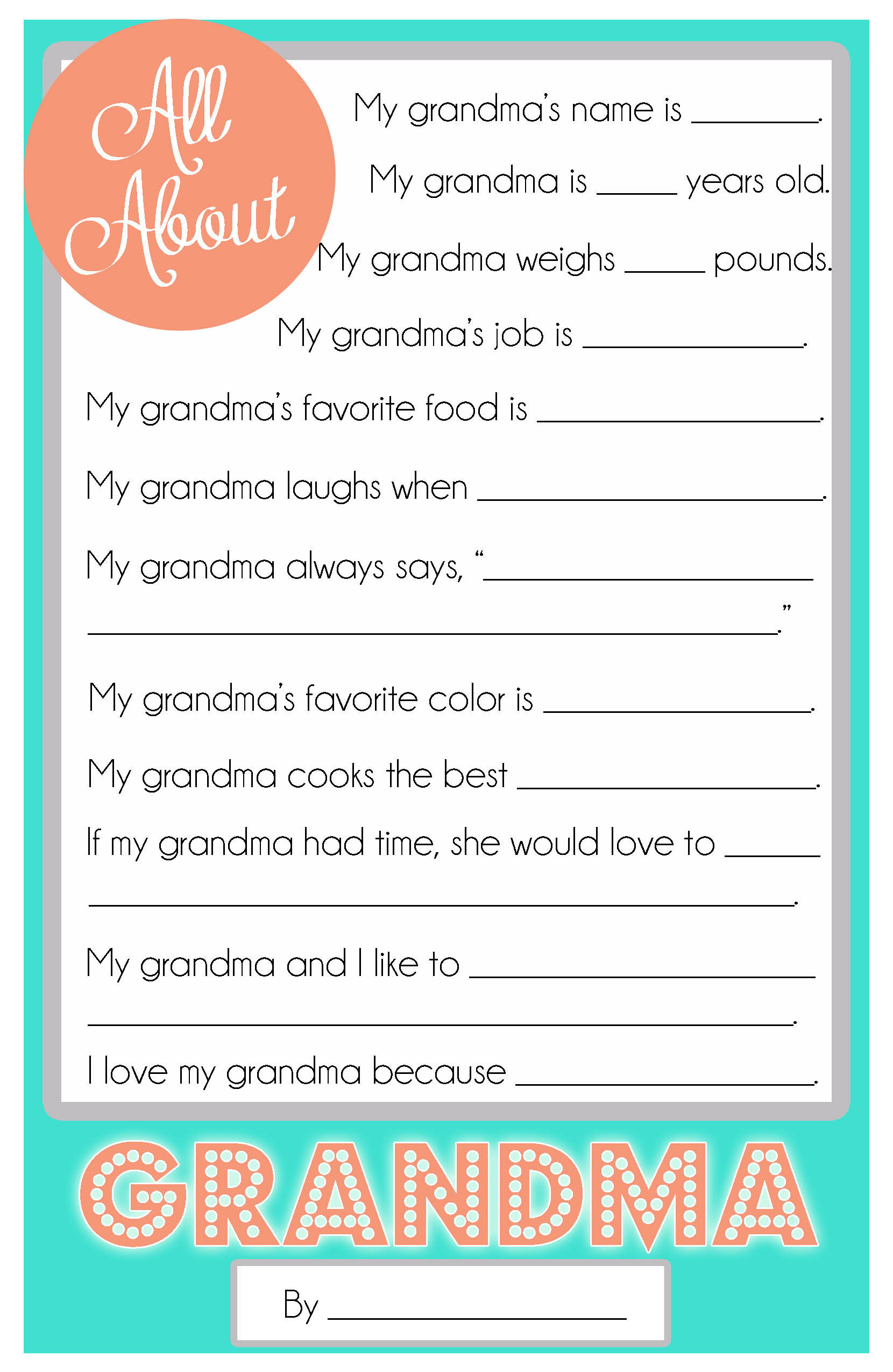 Mother&amp;#039;S Day Questionnaire {A Free Printable For The Kids pertaining to Mothers Day Grandma Questionnaire Printable