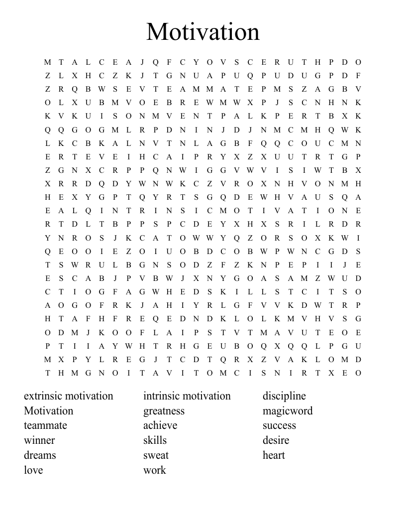 Motivation Word Search - Wordmint within Motivational Word Search Printable