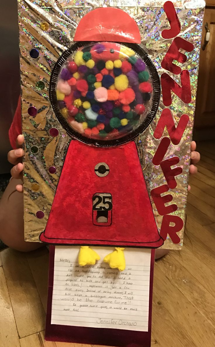 My Daughter'S 4Th Grade Turkey In Disguise Project~ Bubble Gum Machine inside Turkey In Disguise Bubble Gum Machine