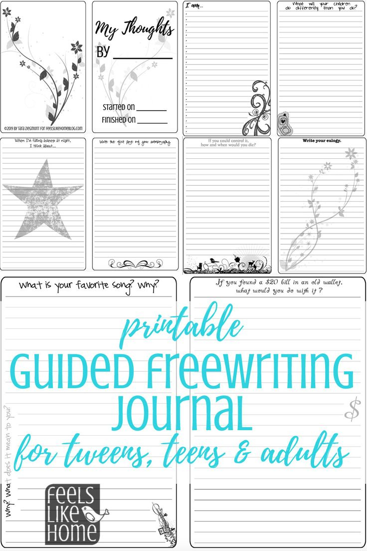 My Thoughts: A Printable Guided Freewriting Journal For Tweens, Teens, within Free Printable Guided Journal Pages