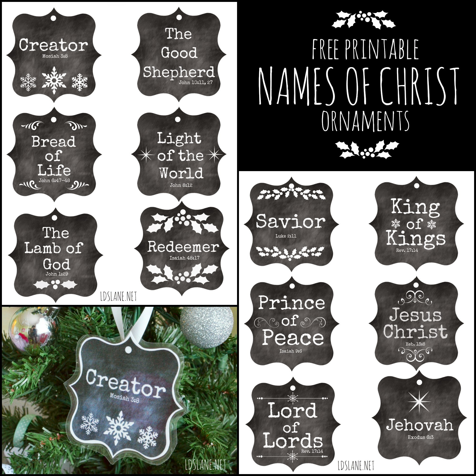 Names Of Christ - Free Printable Ornaments with Names of Jesus Ornaments Printable