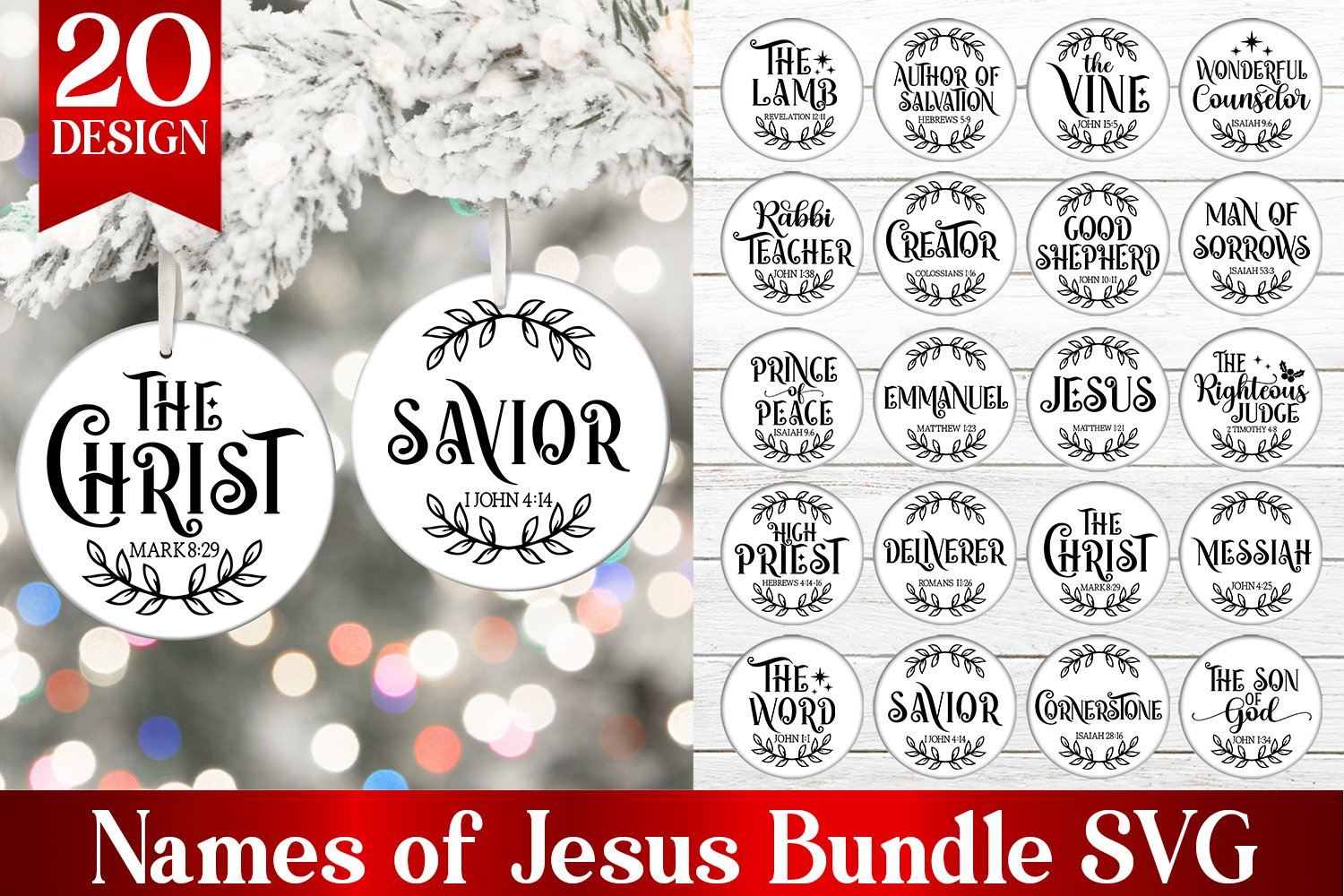 Names Of Jesus Ornament Svg Bundle | Christian Christmas Svg throughout Names Of Jesus Ornaments Printable