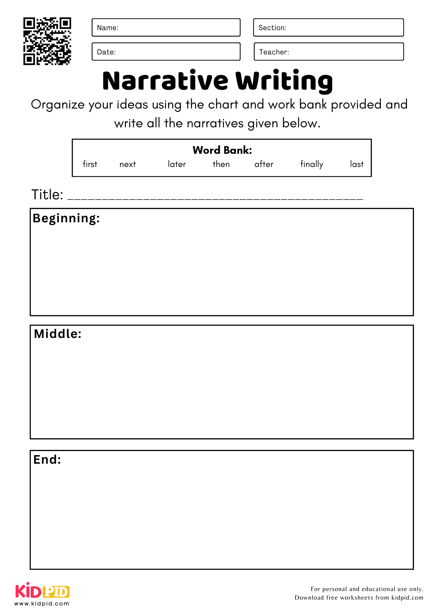 Narrative Writing Worksheet For Grade 2 - Kidpid with regard to Writing Worksheets Printable For Grade 2