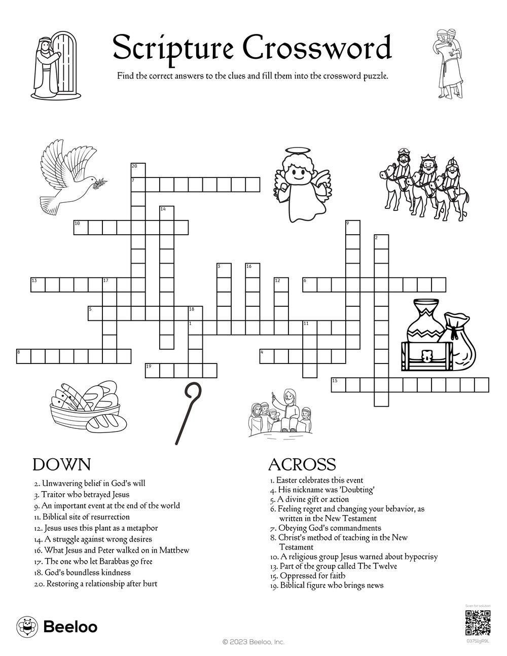New Testament-Themed Crossword Puzzles • Beeloo Printable Crafts intended for Free Printable Bible Crossword Puzzle