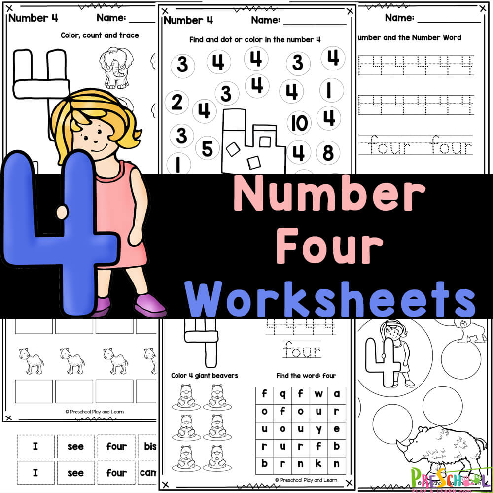 Number 4 Worksheets - Free Tracing & Counting Printables regarding Number Four Worksheet Printable