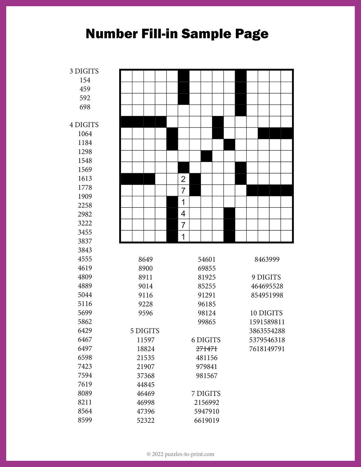 Number Fill In Puzzles with regard to Free Printable Fill It in Puzzles