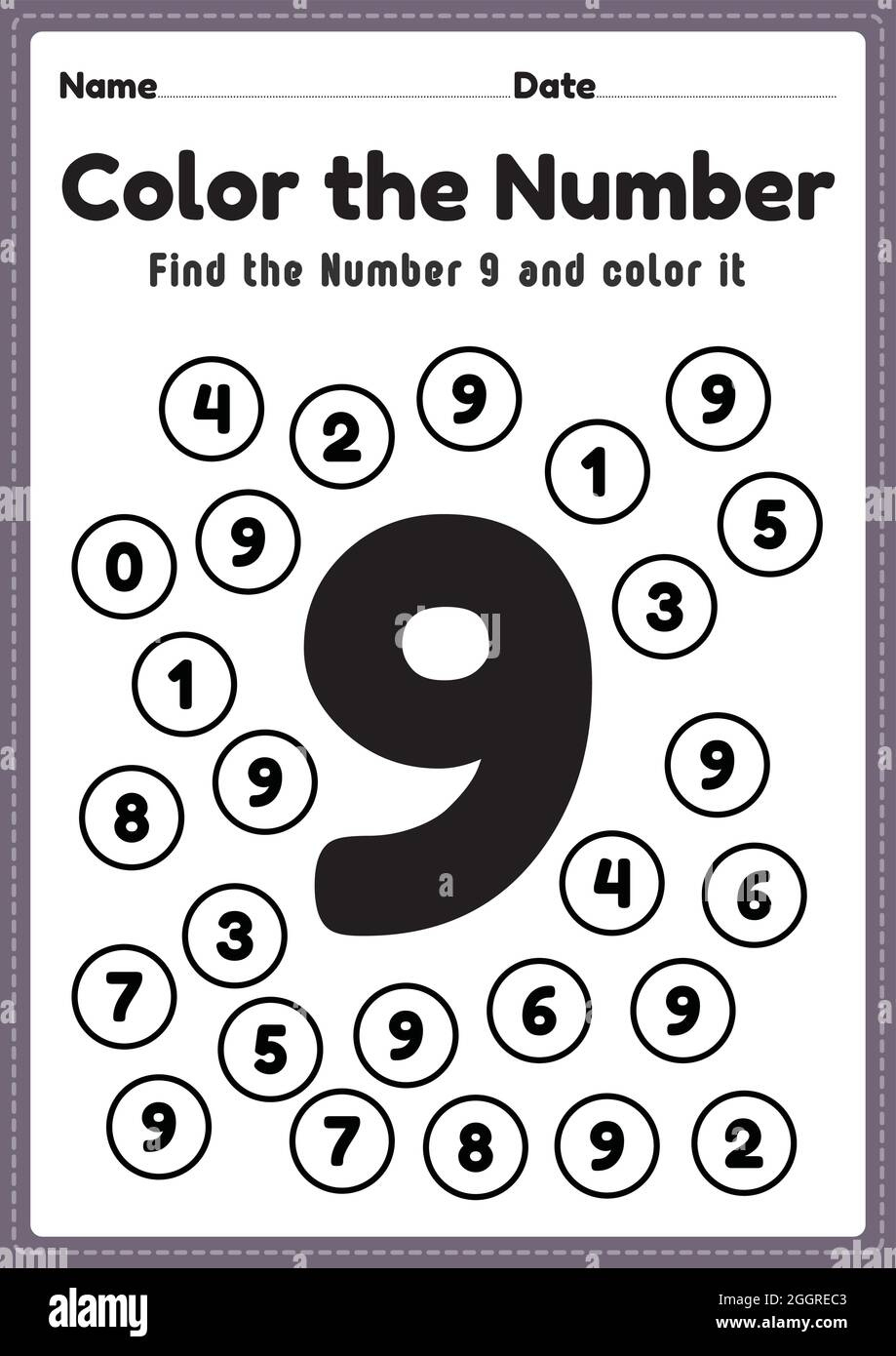 Number Worksheets For Preschool, Number 9 Coloring Math Activities inside Number Nine Worksheet Printable