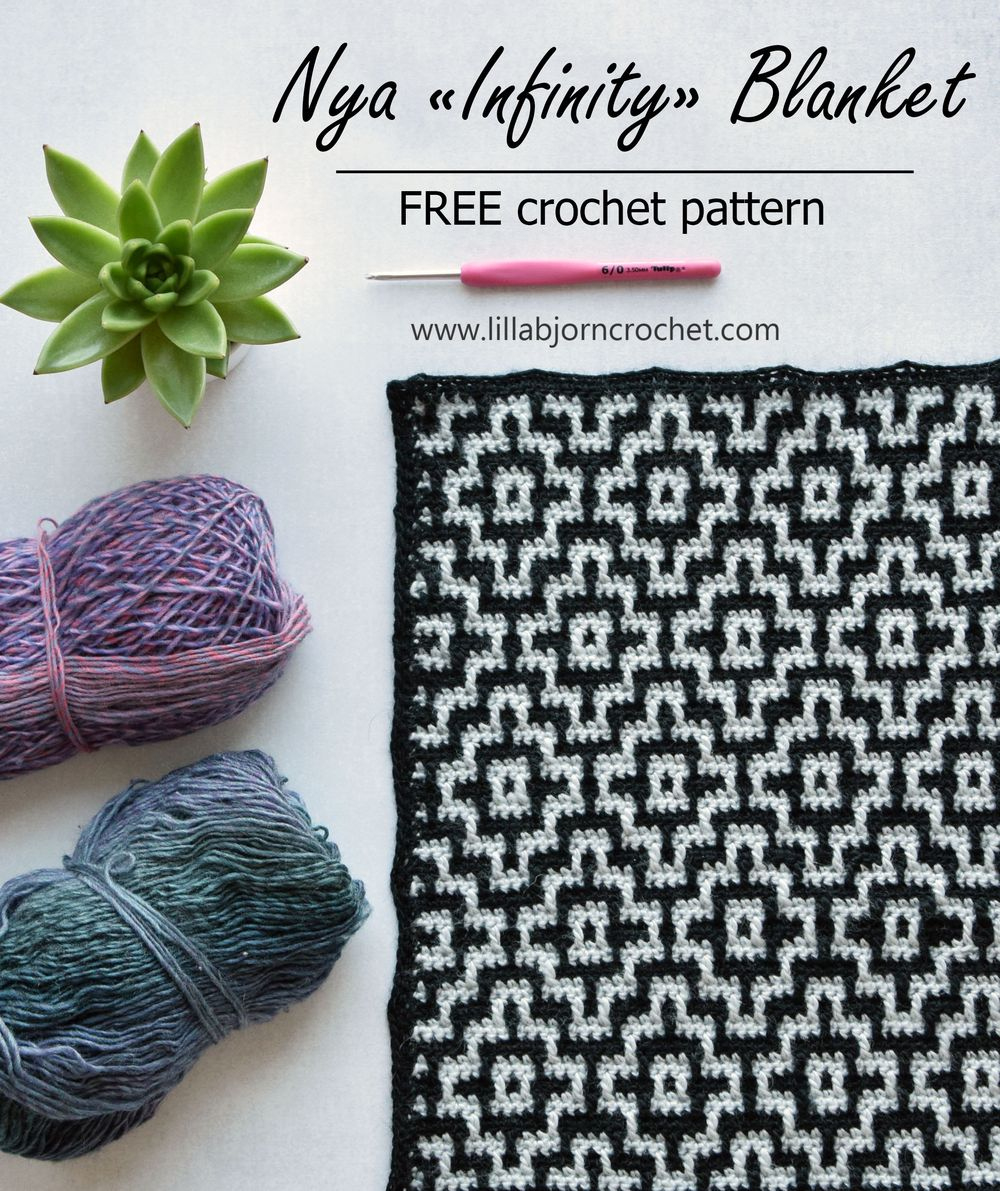 Nya Mosaic Blanket - Infinity Version (Free Crochet Pattern for Free Printable Mosaic Crochet Patterns