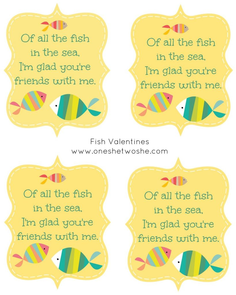 Of All The Fish In The Sea&amp;#039; - Fish Valentine Printable with regard to Free Printable Fish Valentines