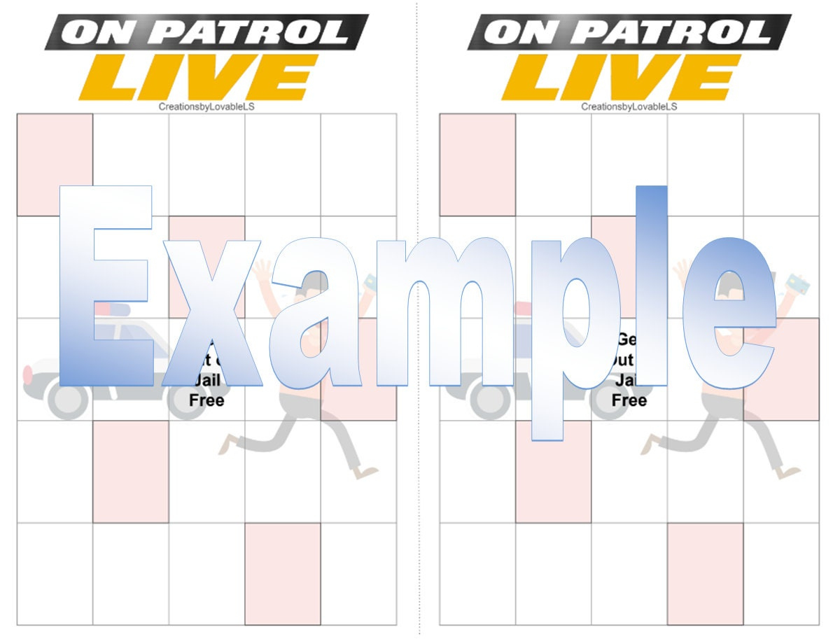 On Patrol Live Bingo Cards - Etsy regarding On Patrol Live Bingo Card Generator