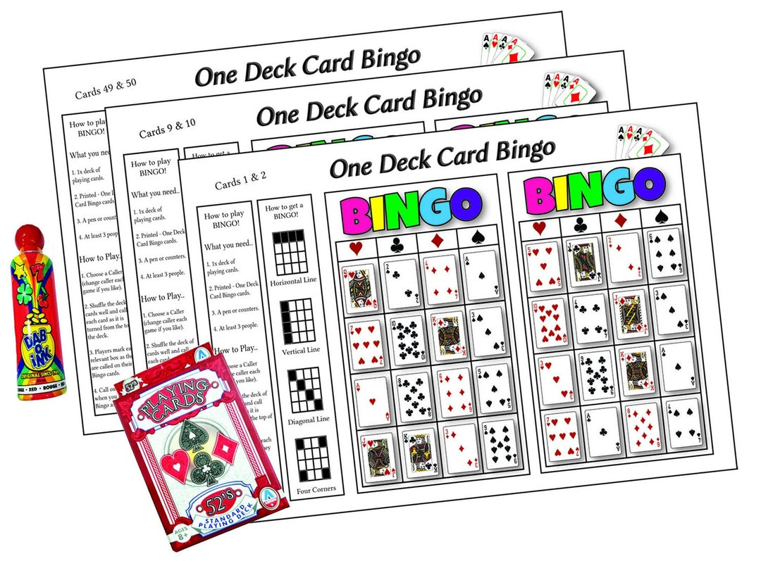 One Deck Card Bingo! Printable - Etsy with Playing Bingo With a Deck of Cards