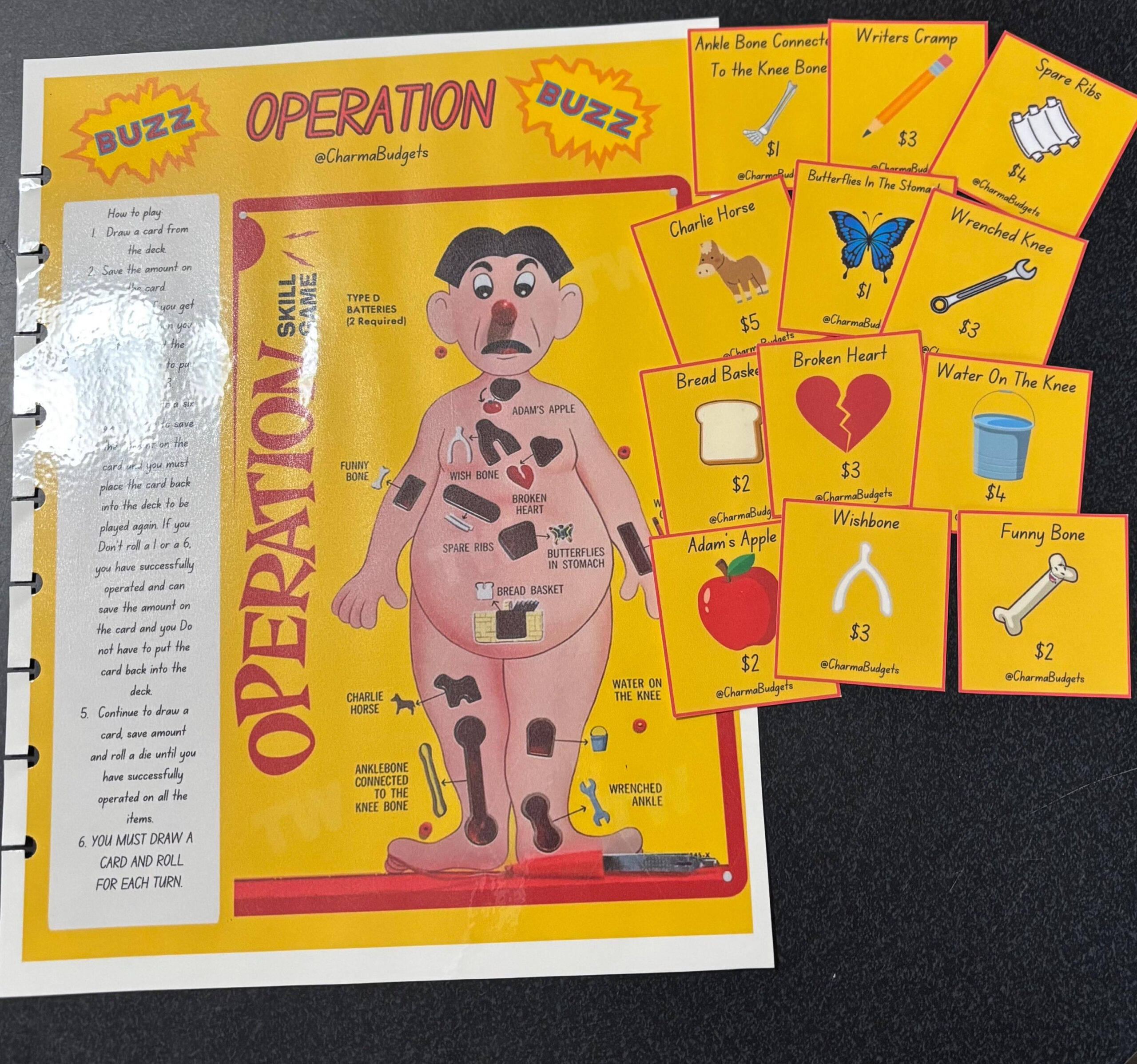 Operation Savings Game (Digital) - Etsy for Operation Game Cards Printable