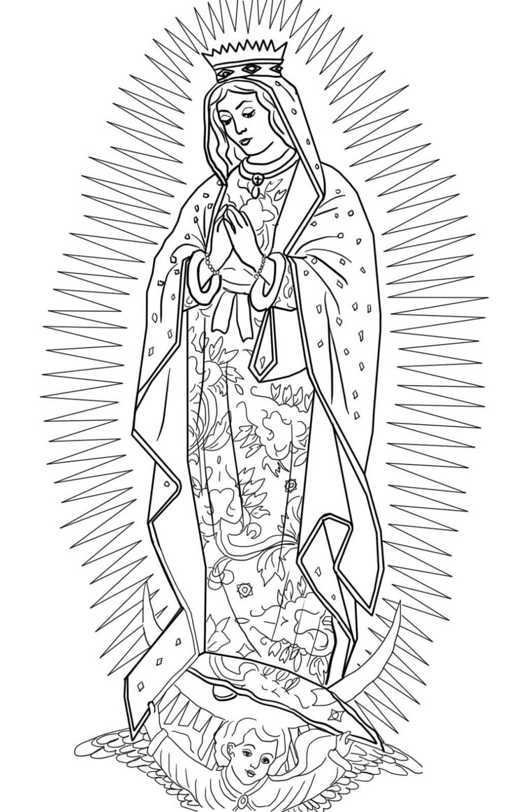 Our Lady Of Guadalupe Coloring Page | Educative Printable within Our Lady Of Guadalupe Free Printables
