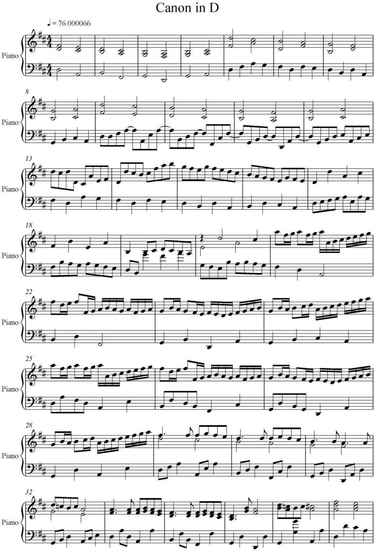 Pachelbel Canon In D Piano Version | Pdf inside Canon in D Piano Sheet Music Free Printable