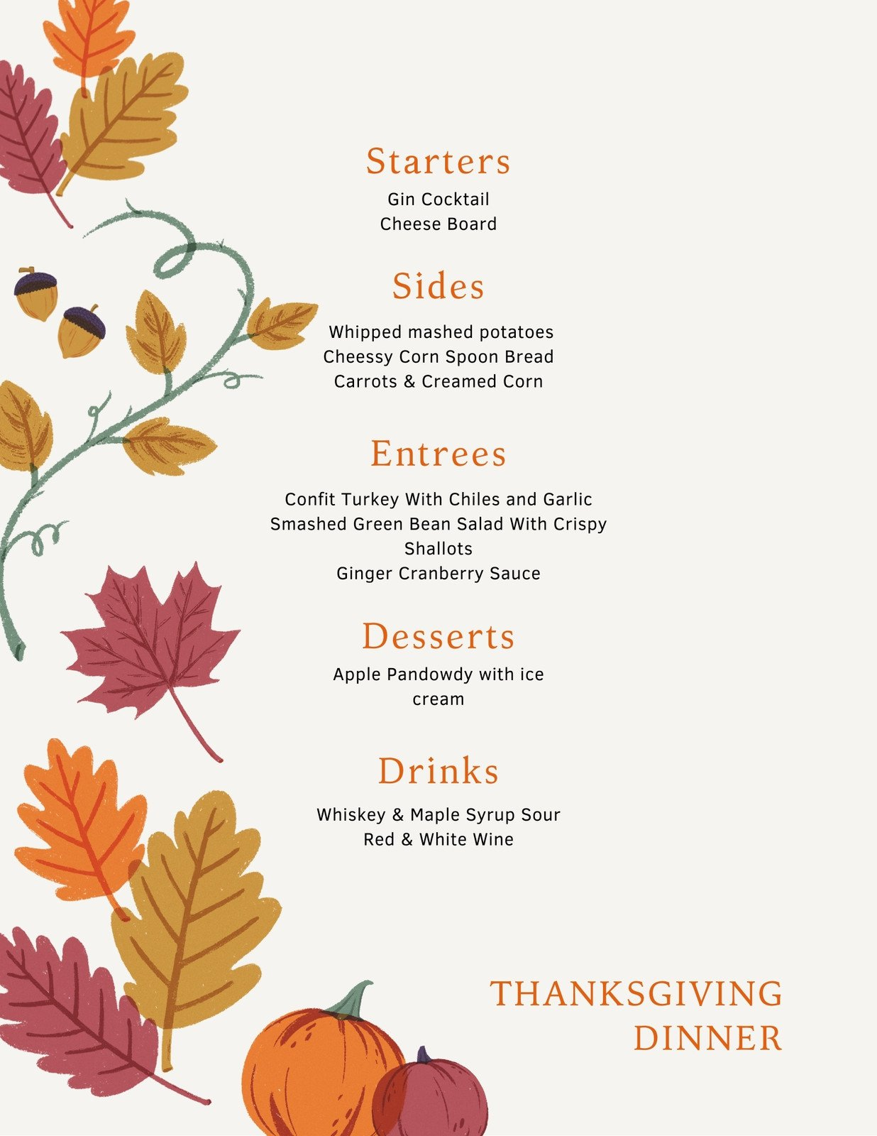 Page 2 - Free Printable, Customizable Lunch Menu Templates | Canva intended for Thanksgiving Luncheon Menu Template