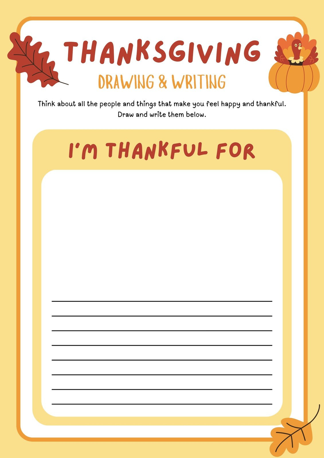 Page 4 - Free Printable Thanksgiving Worksheet Templates | Canva with regard to Printable Thanksgiving Writing Prompts