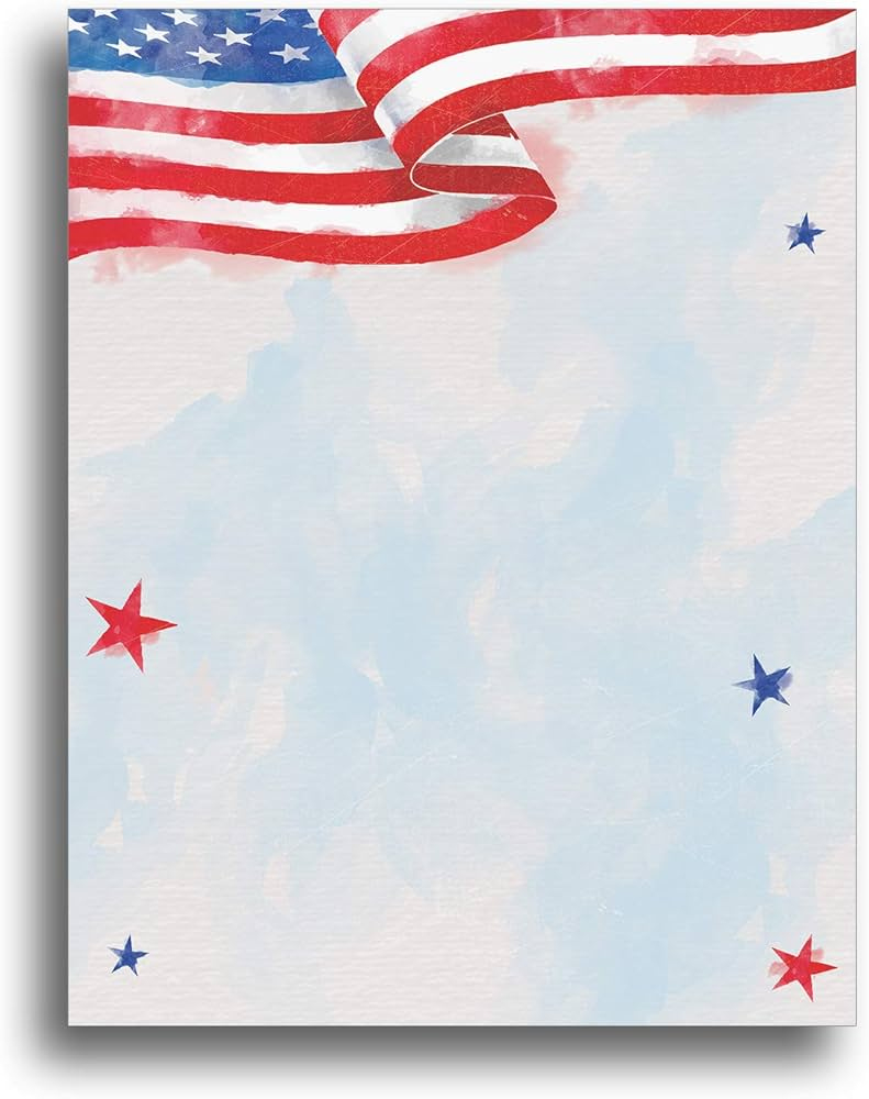 Painted American Flag Stationery Paper - 80 Sheets - Perfect For intended for Veterans Day Stationery Printables