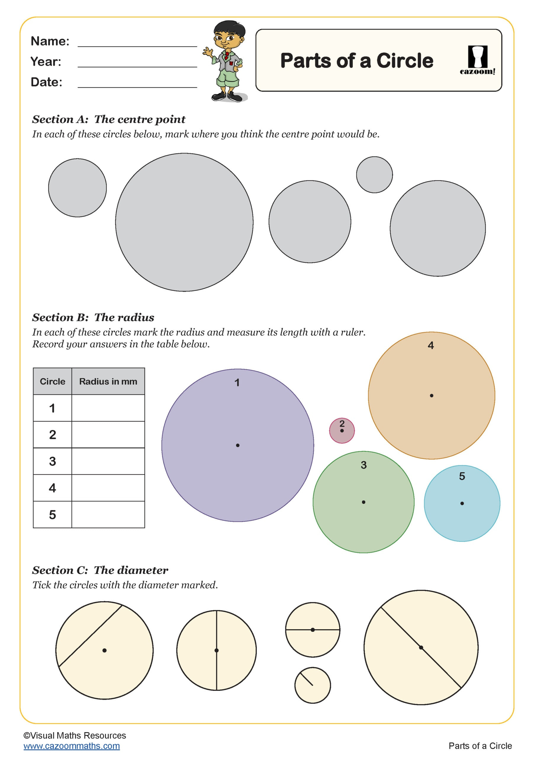 Parts Of A Circle Worksheet | Pdf Printable Geometry Worksheets with regard to Free Worksheet Circle Radius Printable