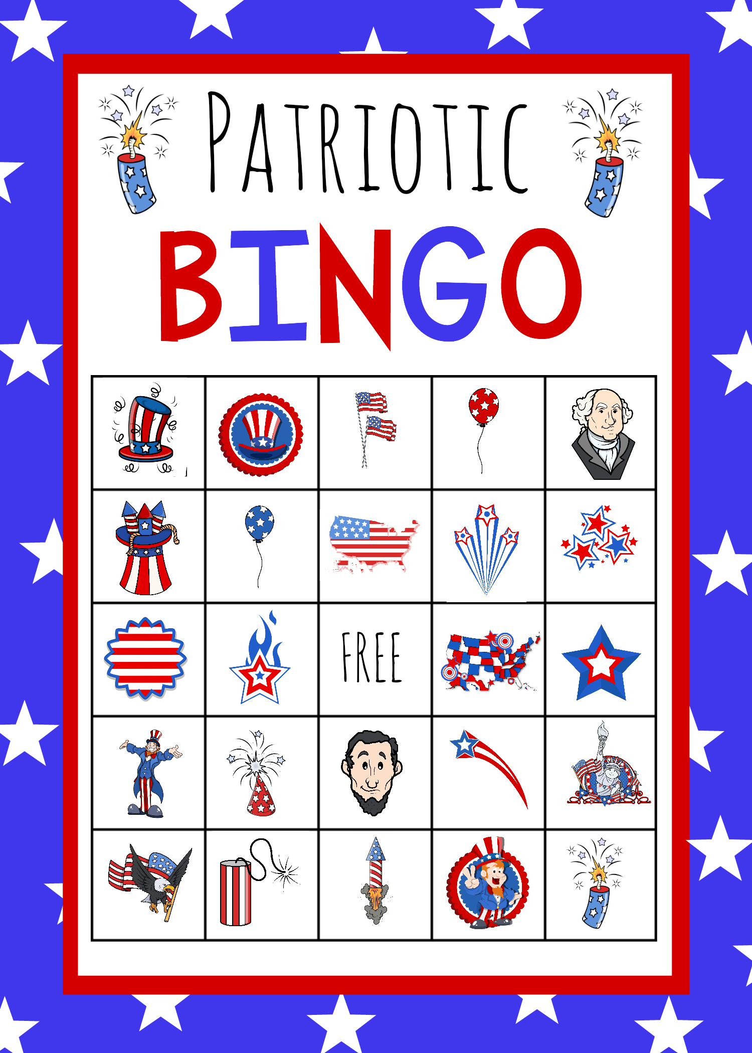 Patriotic 4Th Of July Bingo Game To Print for Printable 4th of July Bingo Cards