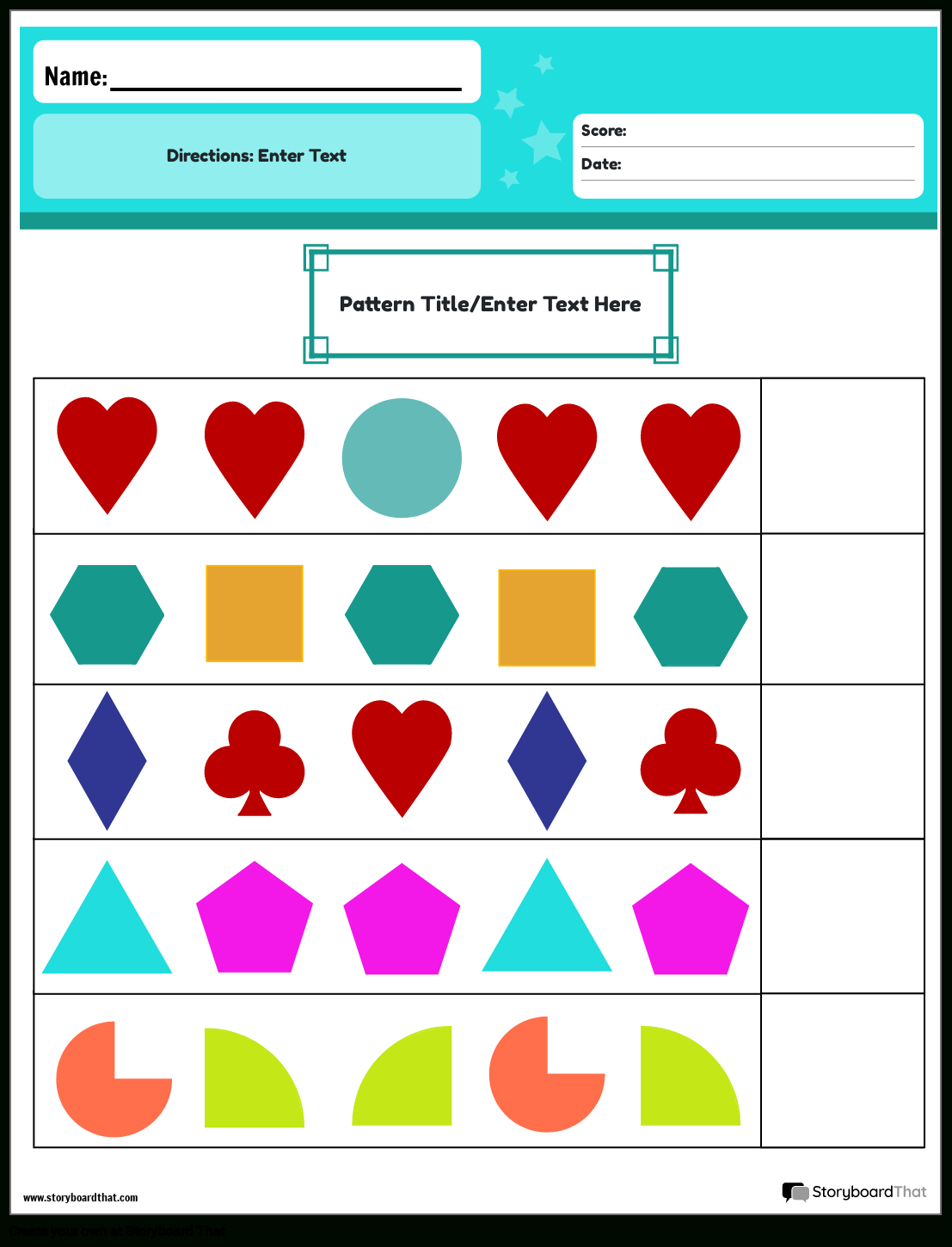 Pattern Worksheets: Free Printablesstoryboard That for Printable Geometry Patterns Worksheet