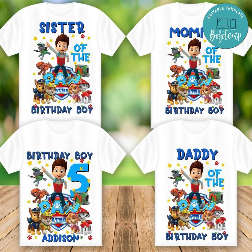 Paw Patrol Family Matching Iron On Transfer Shirt | Bobotemp intended for Printable Paw Patrol Birthday Shirt Template